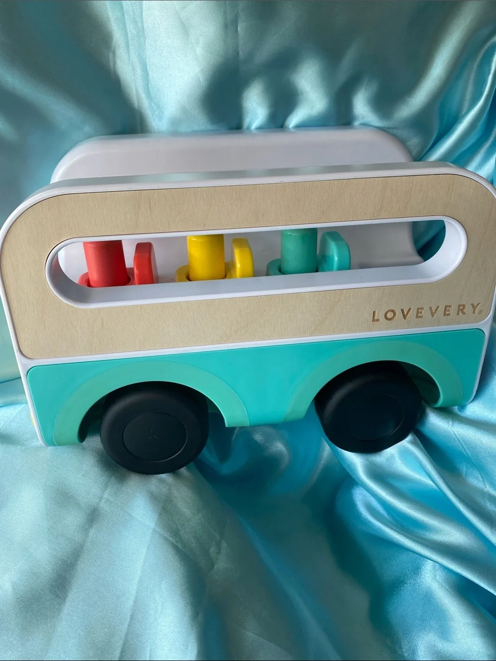 Lovevery Wooden Toy Bus with Colorful Pegs